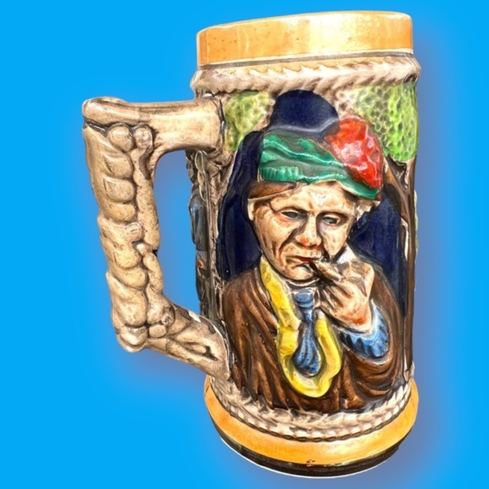Vintage Beer Stein Mug Oktoberfest Decor Gift Barware Retro Japan German Style